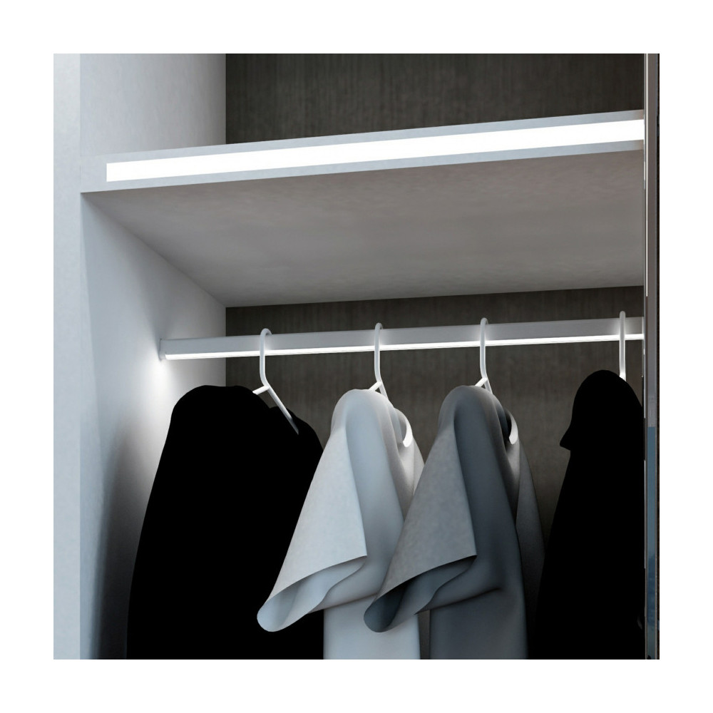 Barre de placard intelligente pour vêtements suspendus, tringle à vêtements  avec éclairage LED intégré, alimenté par batterie au lithium, rail de