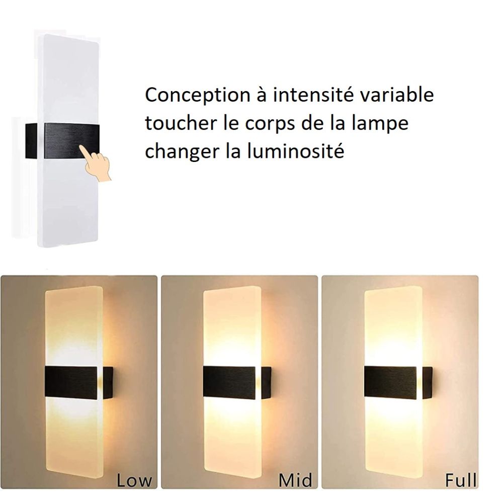 Lumières d'image sans fil Applique murale à température de couleur  réglable, applique murale de salle de bain à LED IP44, éclairage  d'affichage d'image d'intérieur for lampe de lecture de chevet, appl 